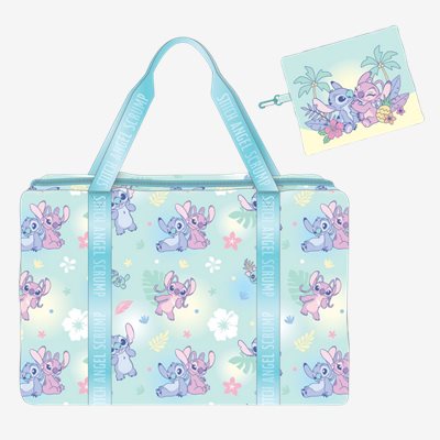 EverWin 迪士尼正版授權_史迪奇安琪可摺旅行收納袋-淺藍